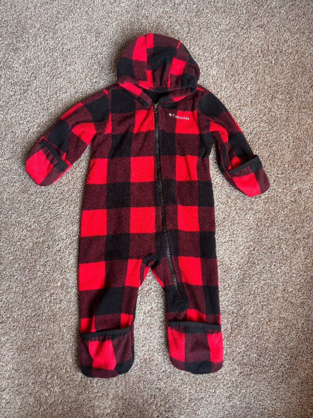 Columbia Infant Snowtop II Fleece Bunting 12-18 months - Red Buffalo Plaid
